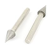 uxcell 軸付砥石　ダイヤモンドバー ダイヤモンドポイント　実装　メタル製　シルバートーン　 6mm x 10mm 2個入り