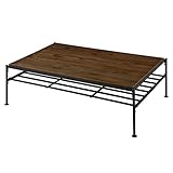 センターテーブル 棚付き こたつ テーブル 机 天然木 スチール 座卓 ヴィンテージ調 120×80cm ウォールナット