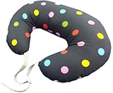 日本製ベルト付プレミアム授乳クッション水玉ブラック