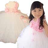 ≪Lollypops!!!オリジナル≫ スゥィート チュチュ ドレス 0歳～13歳　≪誕生日 結婚式 ドレス フラワーガール 記念 撮影 新生児 ハーフバースデー 誕生日 (L（5～6歳　105-12
