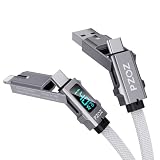 PZOZ マルチ充電ケーブル 4in1 LEDディスプレイ 140W マルチケーブル USB C to A/タイプc to ライトニング/USB A to USB C/USB A to Lightning PD 5A 急速充電 Macbook/iPhone/iPad/Samsung Galaxy/Google Pixel/Switch 対応