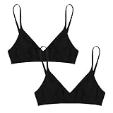 [Sexy code 1701] ナイト ノンワイヤー ブラ 2枚セット 綿100% パッドなし レディース ブラジャー(SD330BM-Black+Black-M)