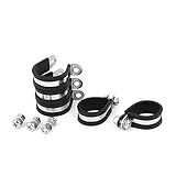 uxcell　ホースバンド Pクリップ EPDMゴム付き 　28mm　304ステンレス鋼　5個入り　ブラック