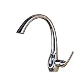 Rozin 洗面所 台所用 蛇口 任意の角度回転可能 キッチン用 じゃぐち 混合栓 クロムめっき