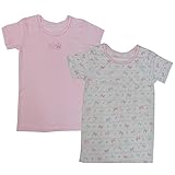 【海外製】女児2枚組フライス半袖シャツ（リボンハート柄）『7568』 100/120　 (120)