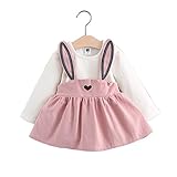 FEVON　ワンピース　ベビー　女の子　可愛い　うさぎの耳サロペット　長袖　秋　冬　子供ドレス　子供服　赤ちゃん　お姫様ワンピース　フェイクレイヤード　フォーマル　入園式　七五三 結婚式　通園