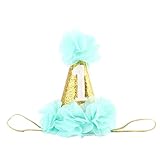 chuangli赤ちゃん花ヘアアクセサリークラウン1st誕生日パーティー帽子カチューシャプリンセス US サイズ: One Size カラー: ブルー