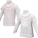 ガールズベビー下着[baby’s Dream(ベビーズドリーム)]綿１００％肌着|下着|インナー|丸首半袖柄違いシャツ２枚組|赤ちゃん用 80cm ホワイト-ピンク-キャンディ柄