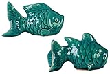 Urban Trends Collection 42501-AST 4 Piece Washed Gloss Turquoise Ceramic Koi Fish Figurine Assortmen