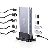 LENTION 4K@60Hz 9 in 1 縦置き USB C ドッキングステーション CB-D53s HDMI USB3.0 ギガビットイーサネット 10/100/1000Mbps 有線LAN PD対応 最大100W 3.5mmミニジャック typec Dock MacBook Pro (2016-2022 / M1 M2)、MacBook Air (2018-2022 / M1 M2)、iPad Pro、iPad Air、Surface Pro 7 8 / Go 2 3 (サーフェス)、Chromebookなどのノートパソコン、タブレットPC対応 (スペースグレイ)