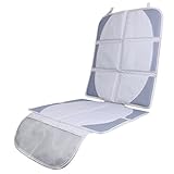 チャイルドシートマット カーシートカバー ベビーカーシートプロテクター 車保護シートカバー厚め MOTOUE ジュニアシート クッション 滑り止め メッシュのコンビポケット付き (グレー)