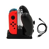 VducK Nintendo Switch Joy-Con & Switch Pro充電スタンド Switch 充電 Proコン対応 急速充電器 急速充電ホルダー 4台同時充電可能 充電指示ランプ付き USBケーブル 収納 携帯便利