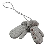 (コ-ランド) Co-land 子供用 手袋 キッズ ミトン ニットグローブ ベビー 暖かい てぶくろ 女の子 男の子 ボタン飾り 秋冬 防寒 通学通園 アウトドア グレー