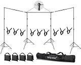 HYJ-INC フォトビデオスタジオ 30フィート(幅)×10フィート(高さ) 高耐久 幅&長さ調節可能 写真背景スタンド 背景サポートシステムキット クランプ9個、サンドバッグ4個、キャリーバッグ付き