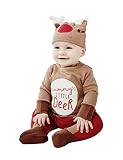 Coolmee 3種 赤ちゃん ロンパース カーターズ カバーオール 着ぐるみ 厚手 長袖 アニマル クリスマス ヘラジカ 雪だるま スウェット 帽子 新生児 ベビー ボディースーツ 長袖ロンパース 