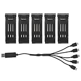 ドローンバッテリー 1 for 5 充電ケーブル付き、ポータブルドローンバッテリー 3.7V 1200mAH 、E58 L800 JY019 RC クアッドコプター用 RC ドローンリチウムバッテリー