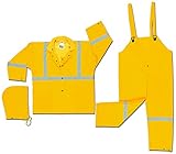 MCR Safety 2403RM Luminator PVC/Polyester 3-Piece Corduroy Collar Suit with Detachable Hood and Refl