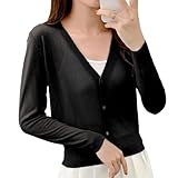 [プレココ] Vネック カーディガン 冷房対策 UVカット トップス 羽織 夏用 薄手 春夏 夏 長袖 ワンピース リゾート 旅行 レディース ブラック 2XL