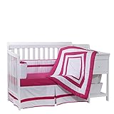 Baby Doll Bedding Modern Hotel Style Crib Bedding Set, Hot Pink by BabyDoll Bedding