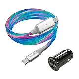 idegia RGBグラデーションの光が流れる！レインボーケーブル イルミネーションUSBケーブル（Type-C+USB-C) チャージャーTypeーA/C付き PD20W/QC18W対応 PVCケーブル採用 最大出力3.0A対応 データ通信可能 X-326