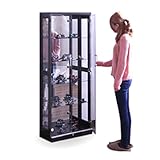 コレクションケース 幅62 高さ160 鍵付き LEDライト付き フィギュアケース 完成品 (ブラウン) [並行輸入品]