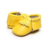 AngelaKerry 幼児の赤ちゃん 春秋タッセル PU ファーストシューズ ベビー靴 12CM(6-12月) イエロー [並行輸入品]