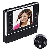 MolySun ドアベル ワイヤレス 玄関3.5インチLCDデジタルワイヤレスドアベル穴あけビューア120度ワイドビューナイトビジョン3倍ズームドアベルQR-02（黒）