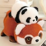 リバーシブルレッサーパンダぬいぐるみ、両面ぬいぐるみ | そわそわパンダのぬいぐるみ (25cm)