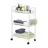 ARTALL 3段キャビネット バスルームワゴンカート キャスター付くキッチン収納ラック スーペスセービング ホワイト 幅48cm×奥行27cm×高さ77cm