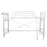 ミドルベッド 高130cm ホワイト ロフトベッド シングルベッド 棚 コンセント付き 宮付き フレームのみ