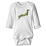 Sasa85 日本 緑 日本列島 森林 イラスト 長袖ボディースーツ ベビー服 ロンパース 赤ちゃん かわいい ホワイト 18 Months