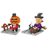 Andux Space ミニ ブロック 積み木 ABS 軽量 ハロウィーン 2組セット KLJM-02 (巫女+カボチャ)