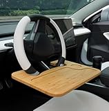 リタプロショップ® 竹製 車用 ハンドルテーブル 運転席 トレイ 車載 ハンドル取付 ステアリング 食事 デスク