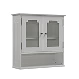 RunFine RFBW01014 Wall Cabinet 2 Glass Doors with 1 Adjustable Shelf and 1 Storage Area Chrome Hardw