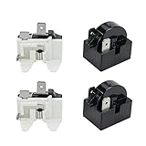 Semetall 冷蔵庫スターターリレー 4.7 PTC 2ピン 15Ω 冷蔵庫スターターリレーと1/5HP冷蔵庫過負荷プロテクター交換部品(合計4個)。