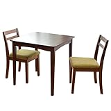 タンスのゲン ダイニングテーブルセット 3点セット 2人用 75cm × 75cm 北欧 【テーブル】ブラウン × 【椅子】ファブリック グリーン 11719137 02 AM