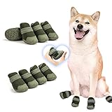 LIKOKLIN 犬靴 犬用メッシュシューズ ドッグブーツ ドッグくつ 小型犬 反射テープ付き 滑り止め 肉球保護 脱げにくい 散歩 通気性 犬用靴 犬くつ 犬のくつ 小型犬 中型犬 4個入り サイズがやや小さい グリーン (3#)