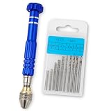 精密 ピンバイス ドリル付 0.5mm～2.5mm 10サイズ20刃 セット ハンドドリル 穴あけ クラフトツール レジン 模型 手芸用