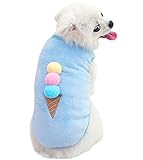 ふく福 可愛い ペット犬服 Tシャツ 秋冬衣装 柔らかい サンゴフリース 防寒 コート 人気 ファッション小型犬 中型犬 春秋冬服 お散歩お出かけウェアに (S, ブルーアイスクリーム)