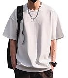 [EASTEMPO] Tシャツ メンズ 半袖 ゆったり 無地 綿100 夏 おしゃれ 薄手 カットソー 大きいサイズ (JP, アルファベット, L, ホワイト)
