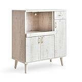 タンスのゲン　77幅 レンジ台 完成品 日本製 大川家具 国産 食器棚 キッチンカウンター キッチンボード コンセント レンジボード アンティークホワイト 23570016 AW