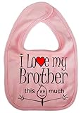 IiE, I love my Brother this much, Boy Girl Unisex Feeding Bib, Pink by Image is Everything