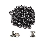 両面カシメ 頭6mm 100組 レザークラフト 留め具 カシメセット 黒ニッケル