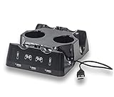 Hdiwousp PS4 PSムーブコントローラ充電ステーション 4イン1 高速デスク充電ドック PS移動モーションとPS4コントローラープレイステーション4 PS4スリムPS4プロ用 デュアルUSBポートとLEDインジケーター付き ブラック