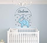 Personalized名Elephant in the Rain – Baby Boy Decoration – 壁画壁デカールステッカーホーム内部装飾車ノートパソコン( m62d ) Wide 4