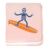CafePress – サーフィンロボット – スーパーソフトベビー毛布、新生児おくるみ ピンク 07544932146832E