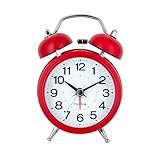 Formia(フォルミア) 置き時計 卓上 目覚まし 目覚まし時計 置き ベル音 シンプル 子供 ライト アナログ 保土ヶ谷電子販売 レッド HT-A025S-RD