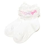 レースフリル×リボンつきソックス オフ ホワイト 11-13cm