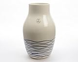 NORTHLIGHT Seaside Treasures Navy Blue Striped Crackle Finished Vase 14 Home Decor and Furniture Whi