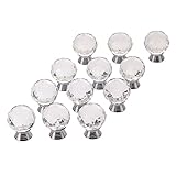 12個入りセット クリア クリスタル取っ手 ハンドル ガラスノブ 引き出し取っ手 手すり ネジ付き クリア クリスタル ガラス 球状 キャビネット 食器棚 ドレッサータンス (30mm)